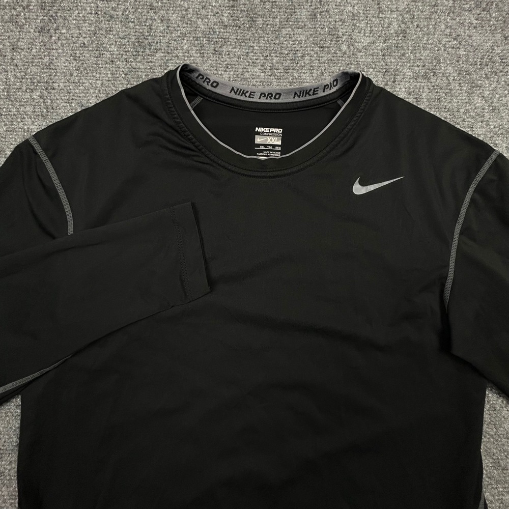 Nike Pro Compression Shirt Men XXL Black Long Sleeve NikeFIT 269607-010 Athletic